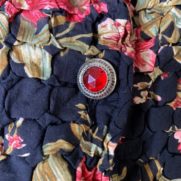 Vintage Keren Hart Women's Denim Quilted Floral Button Up Jacket Size Med - Picture 6 of 10